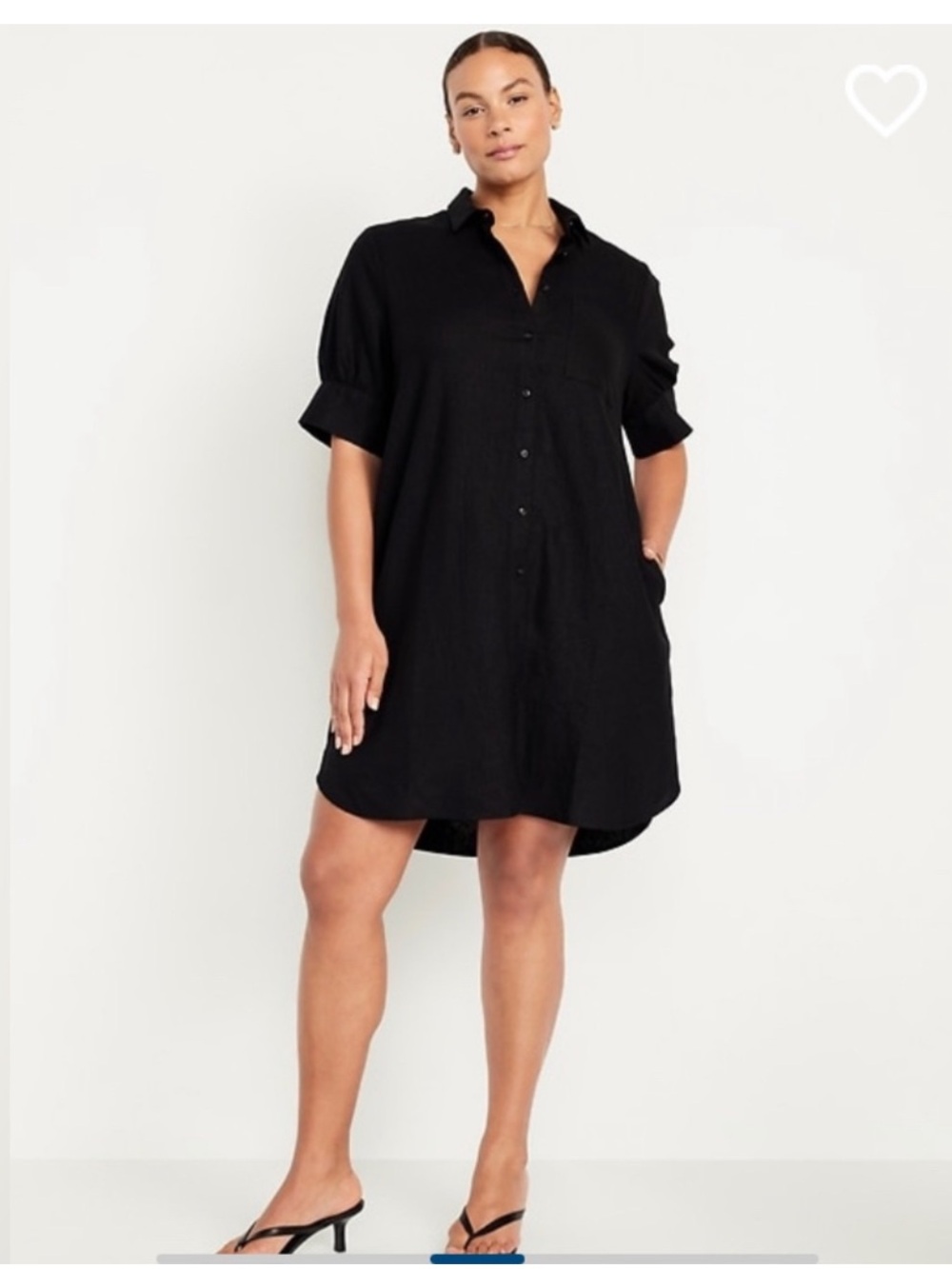 Old Navy Black Linen-Blend Shirt Dress